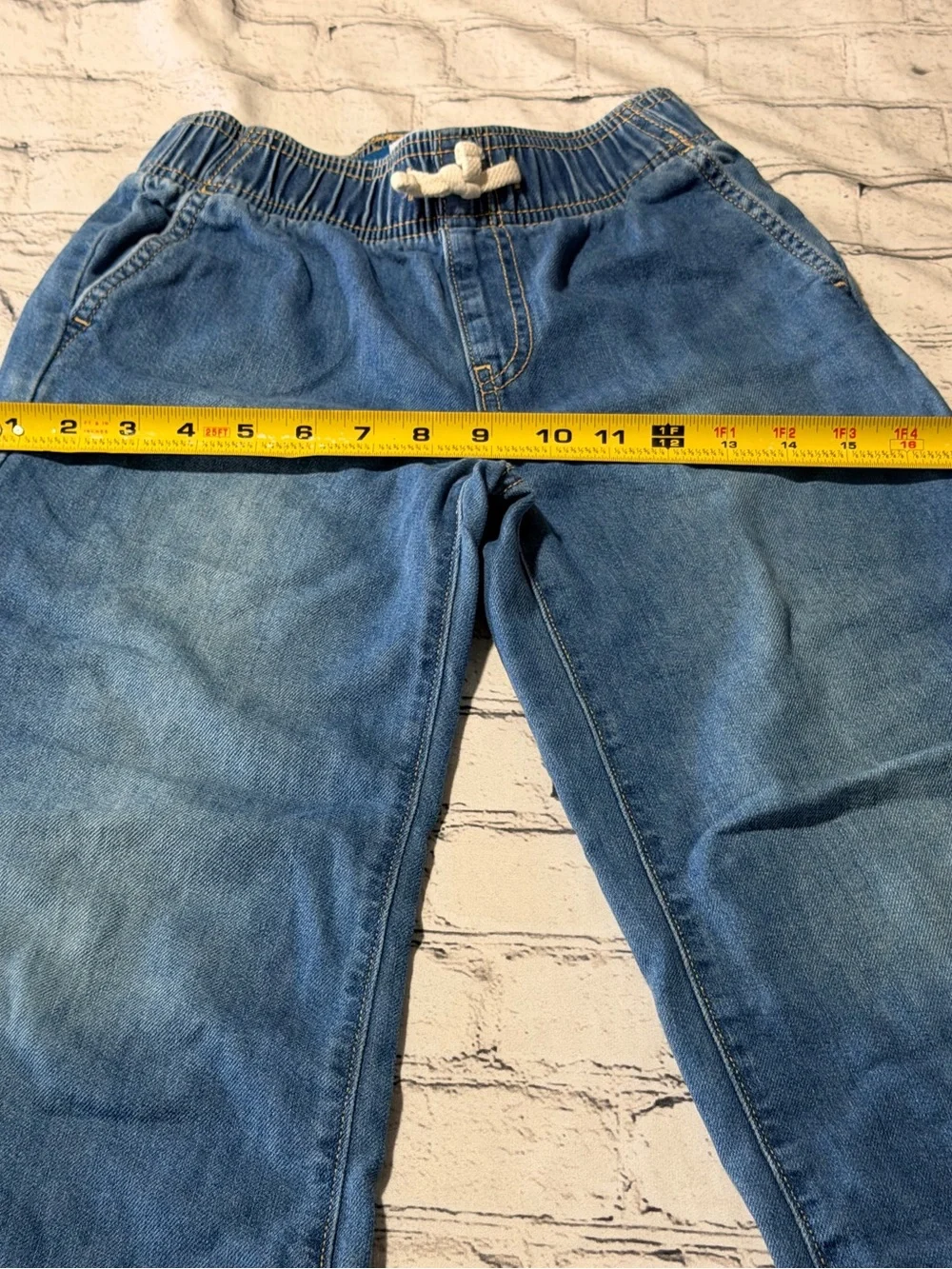 Old Navy Blue Wide-Leg Kids Denim Pants with Drawstring Waist